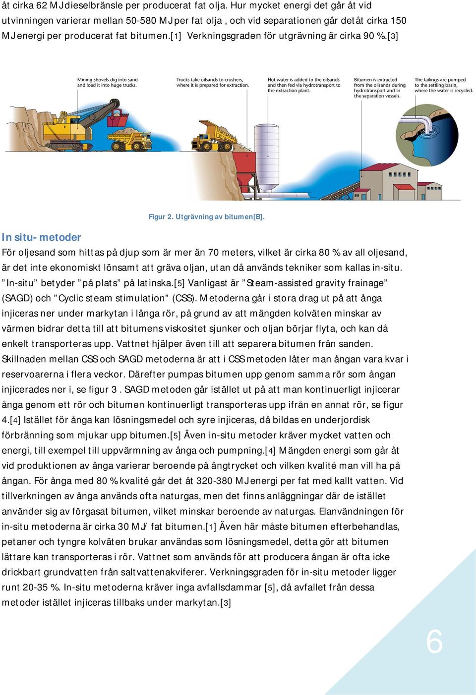 [1] Verkningsgraden för utgrävning är cirka 90 %.[3] Figur 2. Utgrävning av bitumen[b].