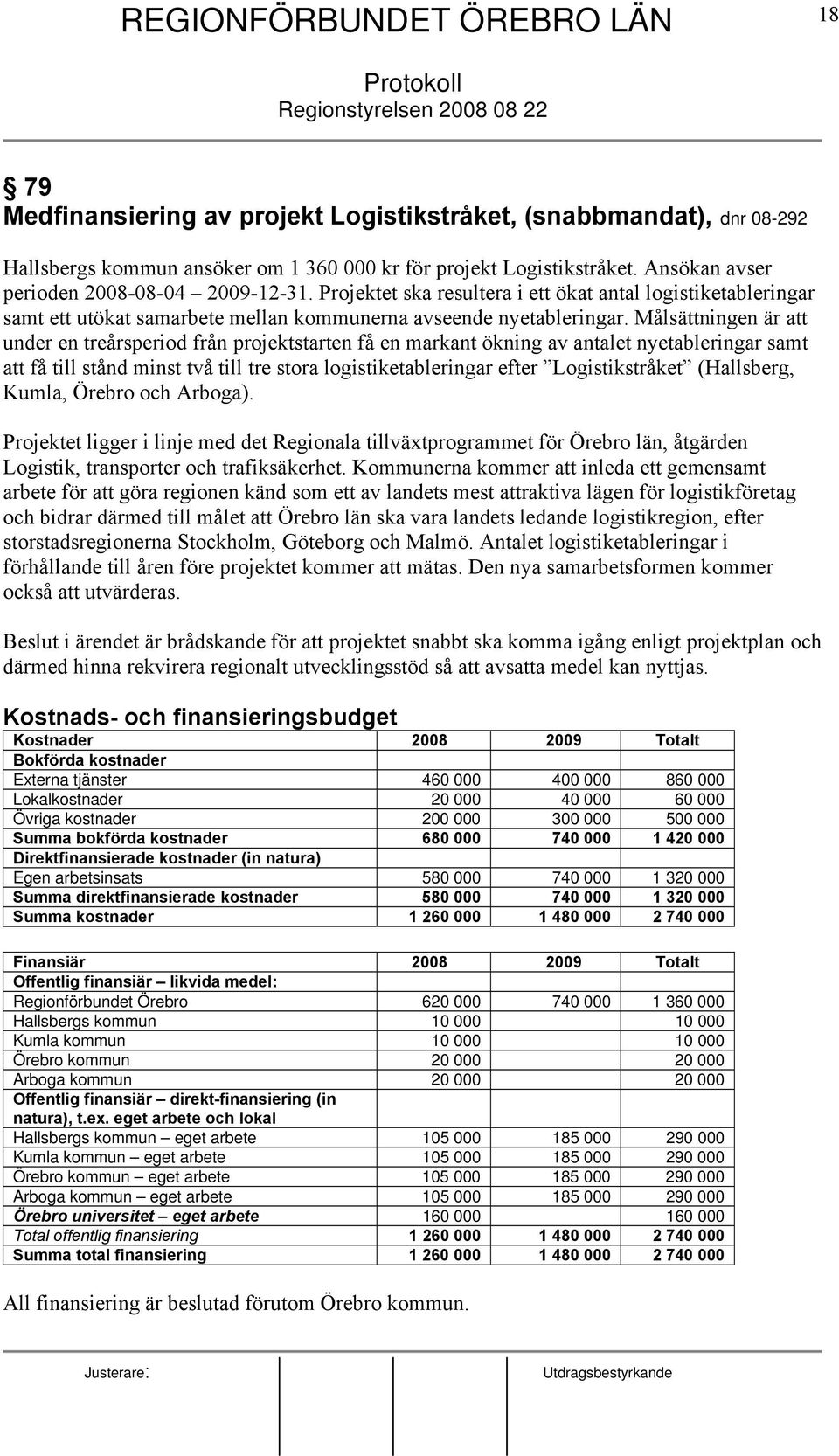 Målsättningen är att under en treårsperiod från projektstarten få en markant ökning av antalet nyetableringar samt att få till stånd minst två till tre stora logistiketableringar efter