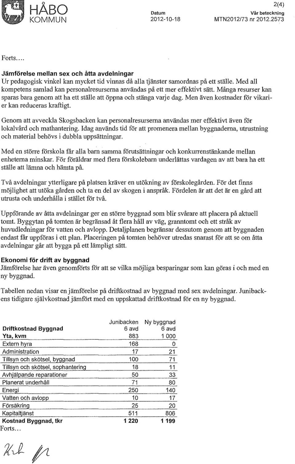 Men även kostnader för vikarier kan reduceras kraftigt. Genom att avveckla Skogsbacken kan personalresurserna användas mer effektivt även för lokalvård och mathantering.