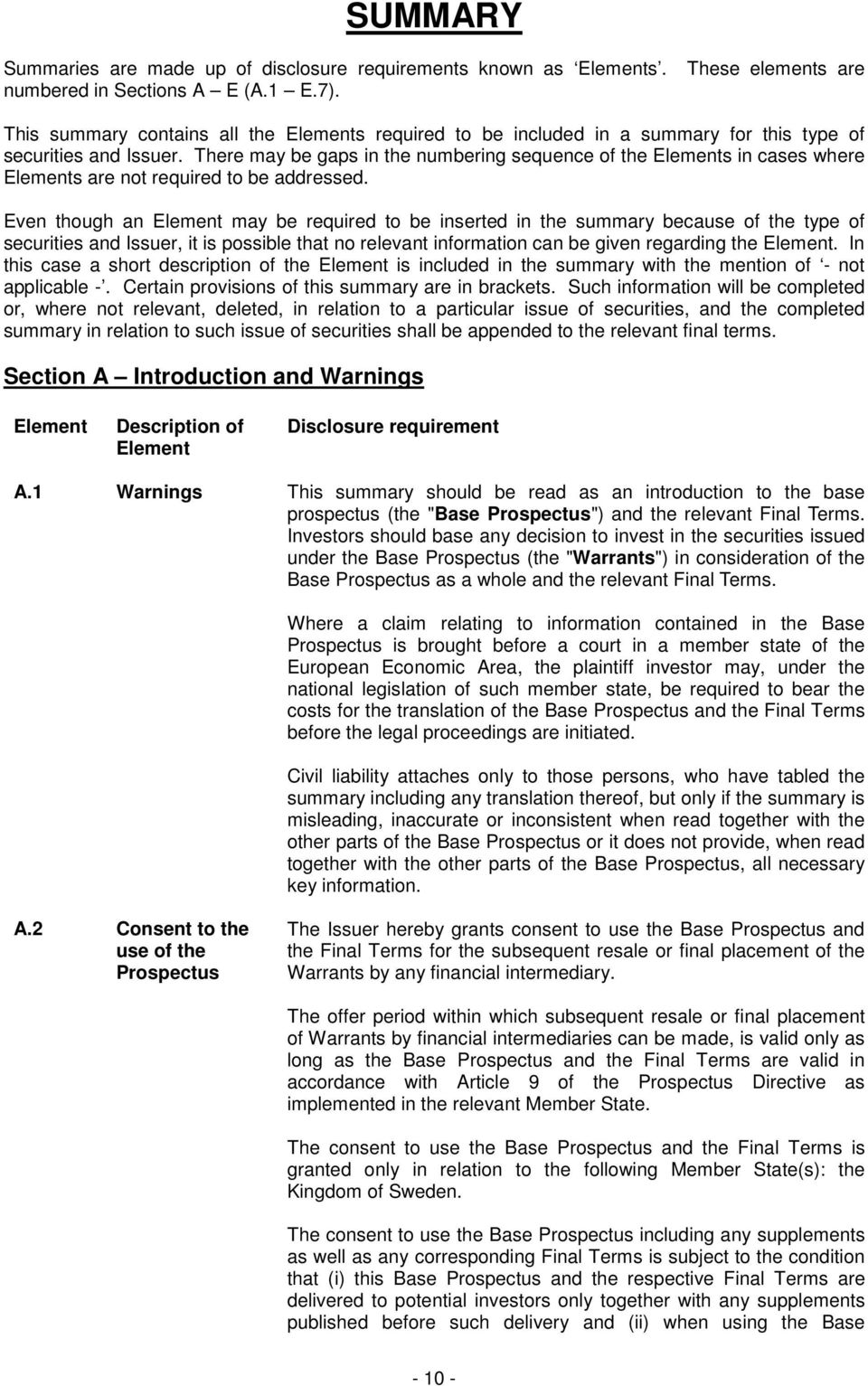 There may be gaps in the numbering sequence of the Elements in cases where Elements are not required to be addressed.