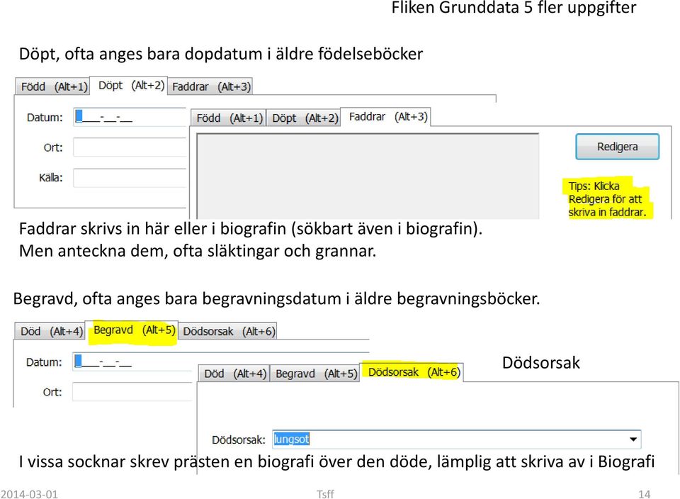 Men anteckna dem, ofta släktingar och grannar.