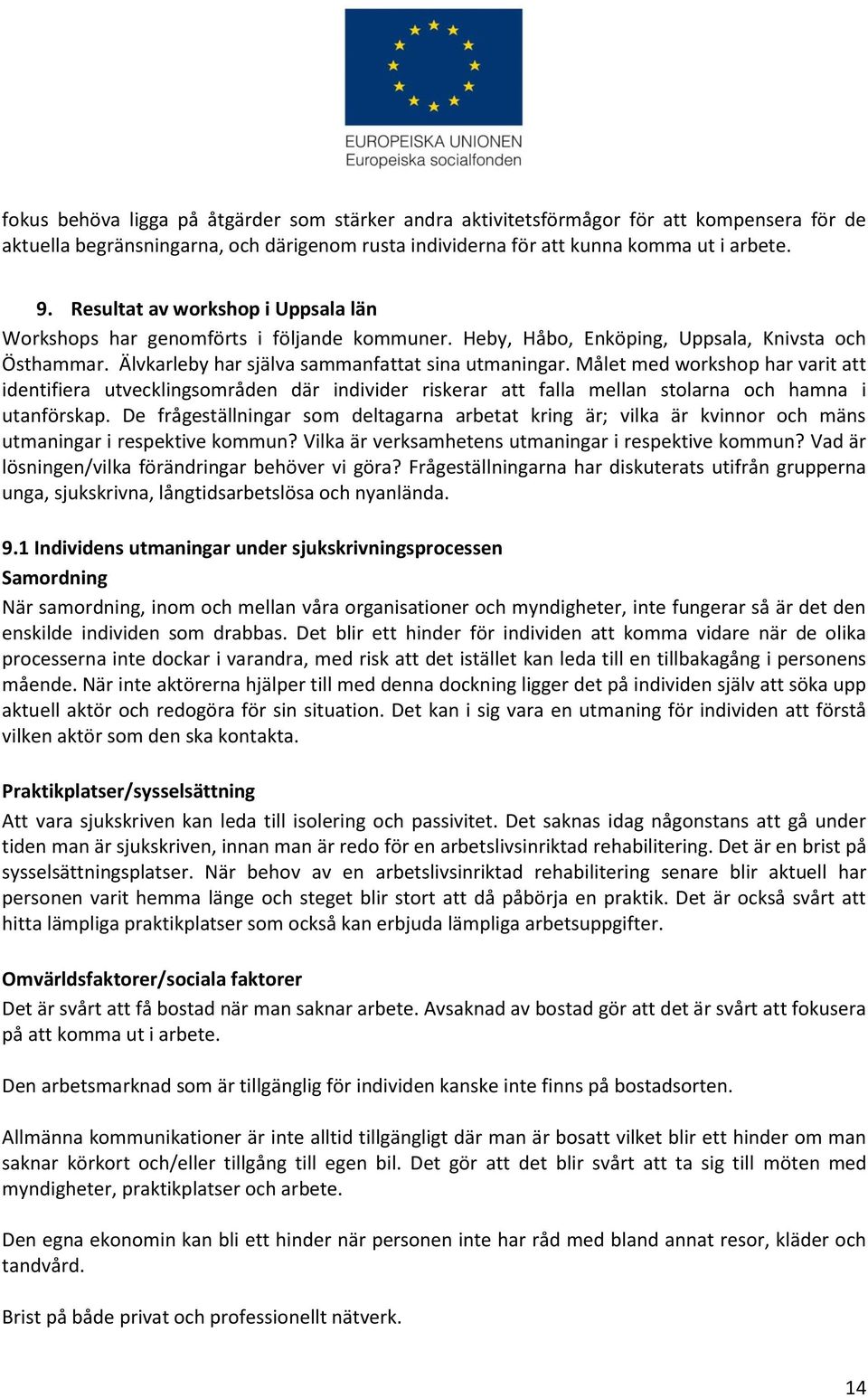 Målet med workshop har varit att identifiera utvecklingsområden där individer riskerar att falla mellan stolarna och hamna i utanförskap.