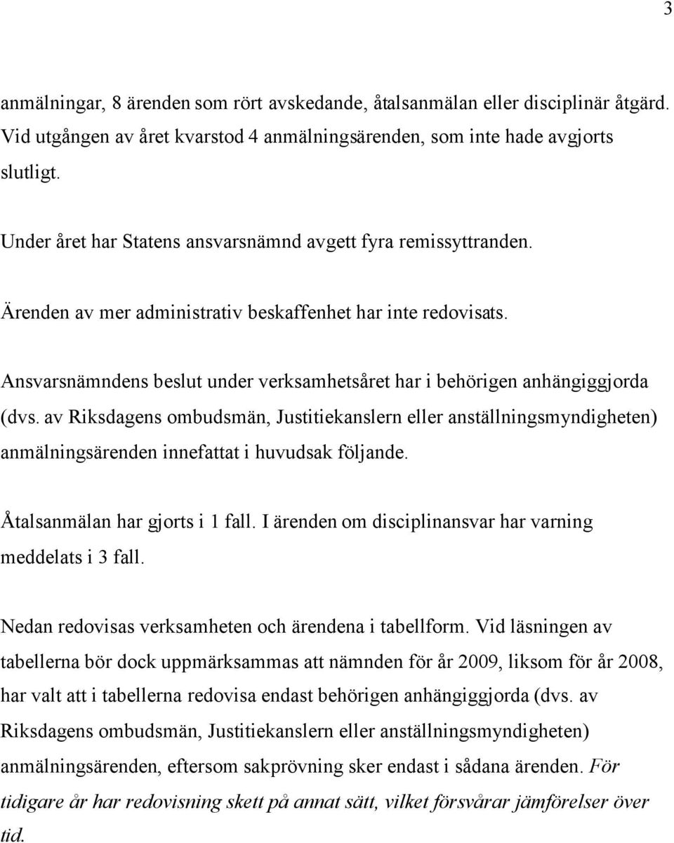 Ansvarsnämndens beslut under verksamhetsåret har i behörigen anhängiggjorda (dvs.