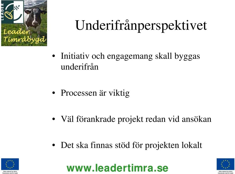 Processen är viktig Väl förankrade projekt