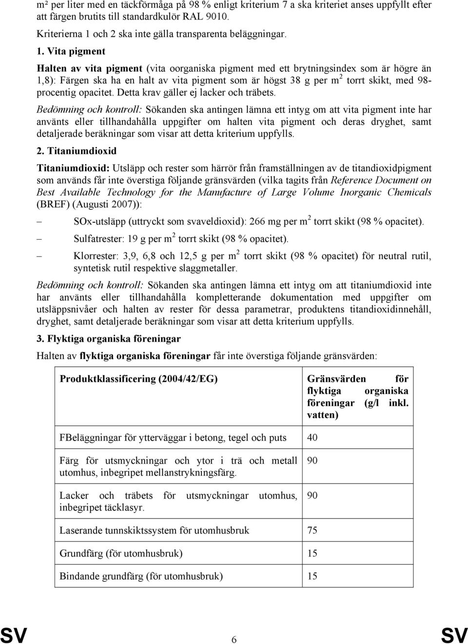 och 2 ska inte gälla transparenta beläggningar. 1.