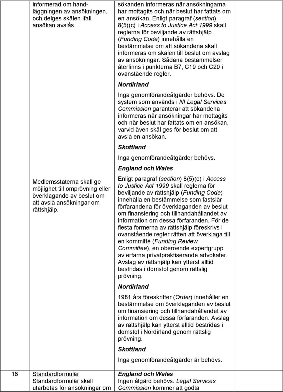 16 Standardformulär Standardformulär skall utarbetas för ansökningar om sökanden informeras när ansökningarna har mottagits och när beslut har fattats om en ansökan.