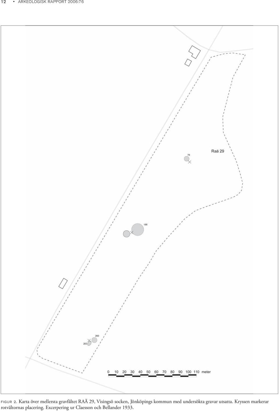 Jönköpings kommun med undersökta gravar utsatta.