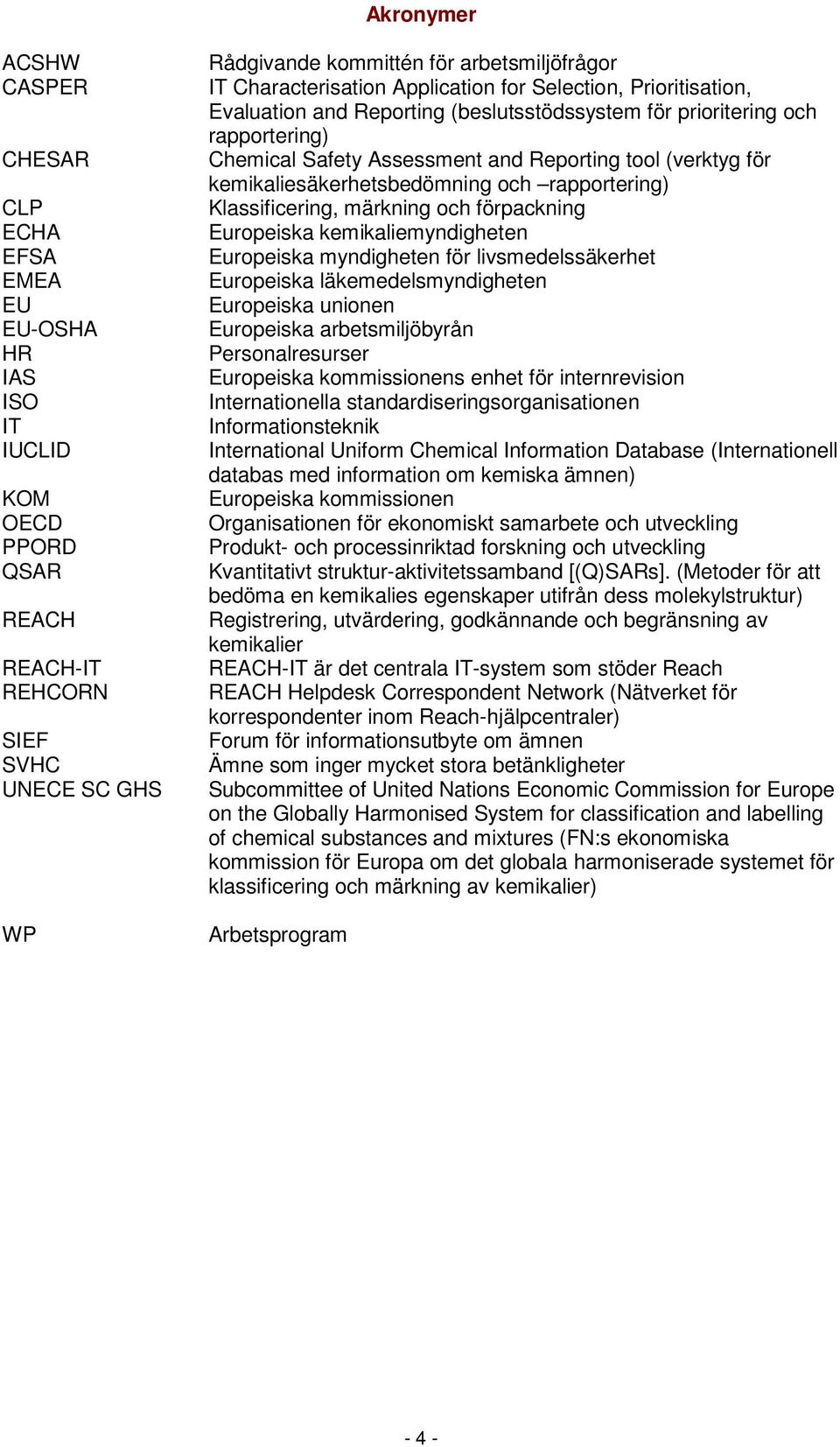 kemikaliesäkerhetsbedömning och rapportering) Klassificering, märkning och förpackning Europeiska kemikaliemyndigheten Europeiska myndigheten för livsmedelssäkerhet Europeiska läkemedelsmyndigheten