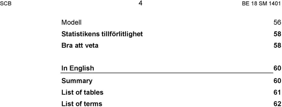 Bra att veta 58 In English 60