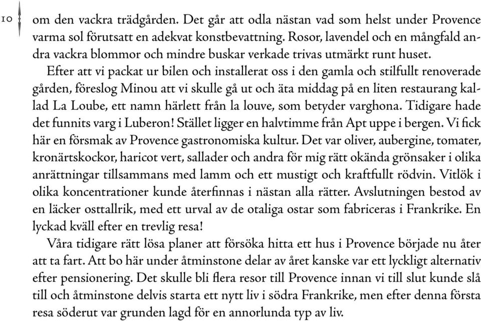 Efter att vi packat ur bilen och installerat oss i den gamla och stilfullt renoverade gården, föreslog Minou att vi skulle gå ut och äta middag på en liten restaurang kallad La Loube, ett namn