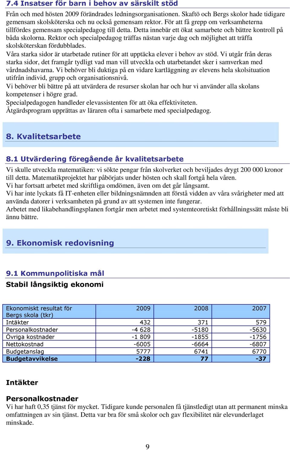 Rektor och specialpedagog träffas nästan varje dag och möjlighet att träffa skolsköterskan fördubblades. Våra starka sidor är utarbetade rutiner för att upptäcka elever i behov av stöd.