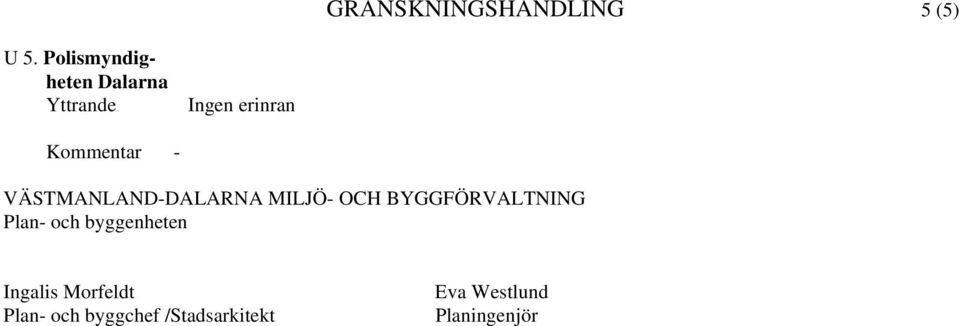 VÄSTMANLAND-DALARNA MILJÖ- OCH BYGGFÖRVALTNING Plan-