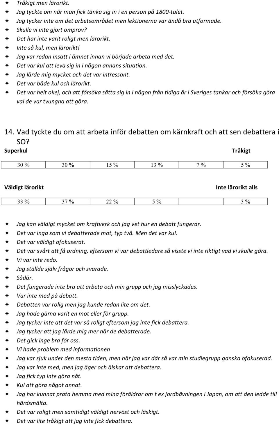 Jag lärde mig mycket och det var intressant. Det var både kul och lärorikt.