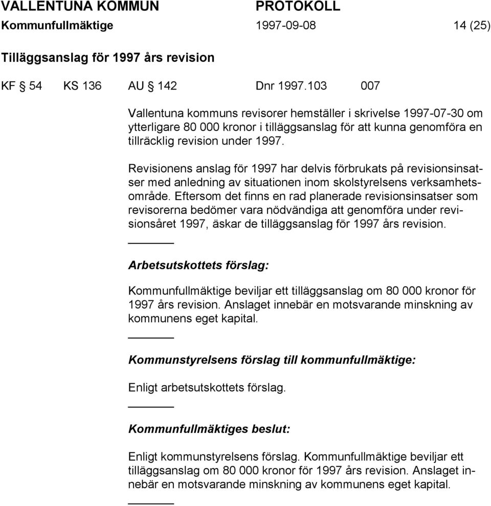 Revisionens anslag för 1997 har delvis förbrukats på revisionsinsatser med anledning av situationen inom skolstyrelsens verksamhetsområde.