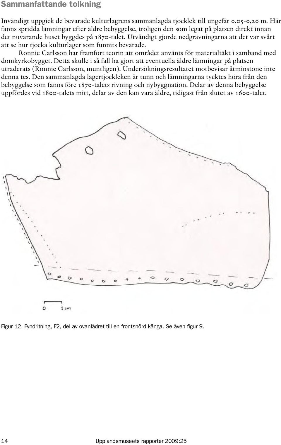 Utvändigt gjorde nedgrävningarna att det var svårt att se hur tjocka kulturlager som funnits bevarade.