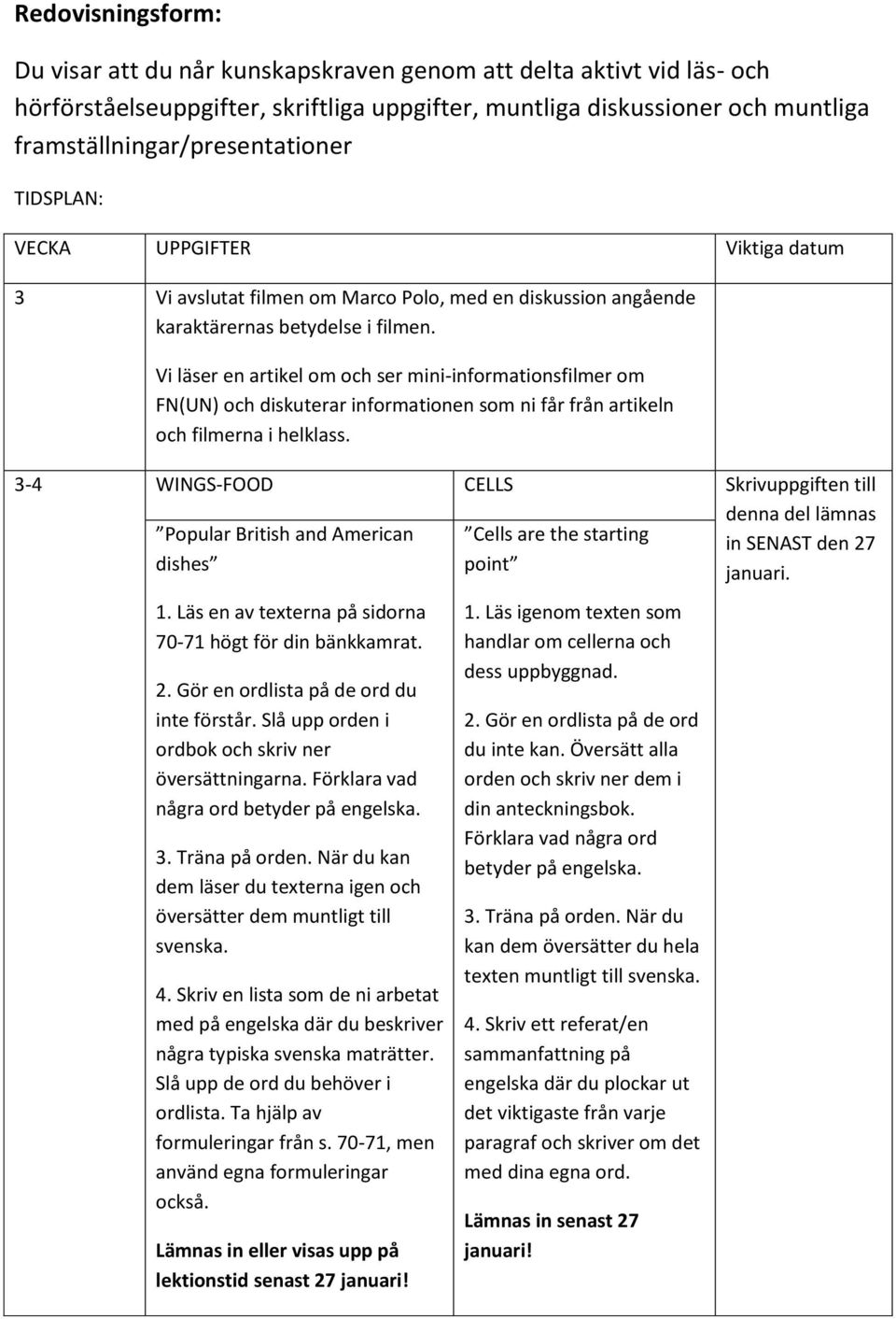 Vi läser en artikel om och ser mini-informationsfilmer om FN(UN) och diskuterar informationen som ni får från artikeln och filmerna i helklass.