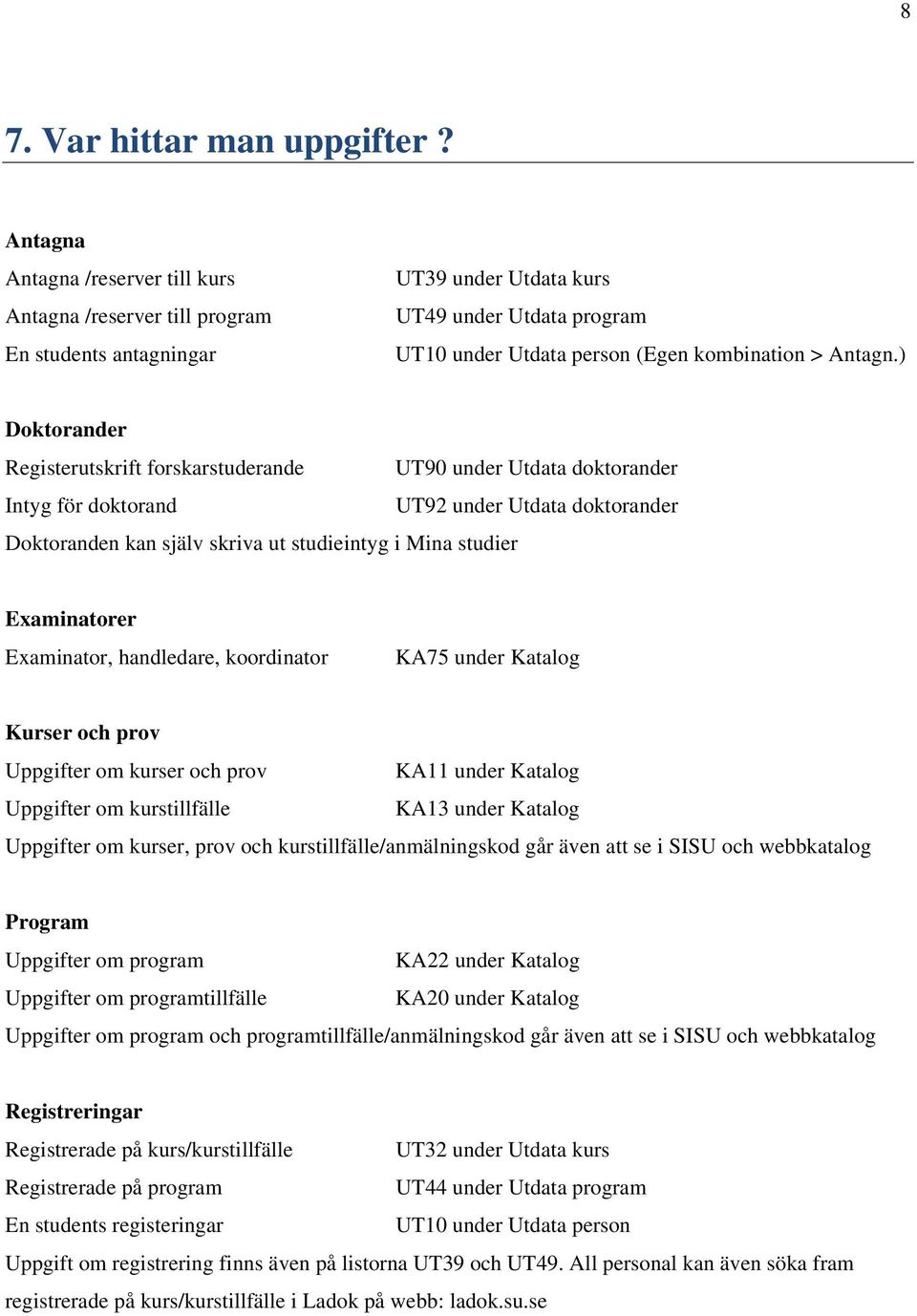 ) Doktorander Registerutskrift forskarstuderande UT90 under Utdata doktorander Intyg för doktorand UT92 under Utdata doktorander Doktoranden kan själv skriva ut studieintyg i Mina studier