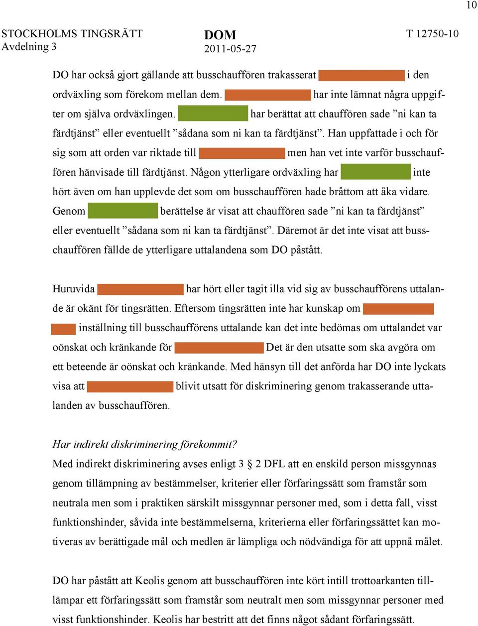 Han uppfattade i och för sig som att orden var riktade till men han vet inte varför busschauffören hänvisade till färdtjänst.