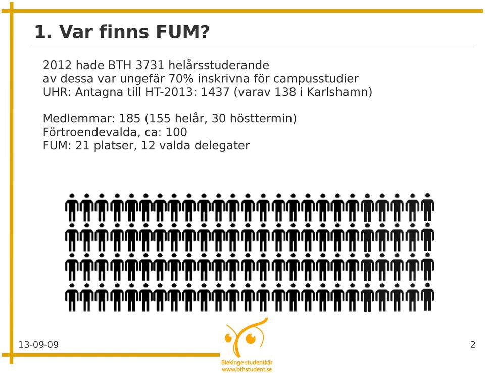 inskrivna för campusstudier UHR: Antagna till HT-2013: 1437 (varav