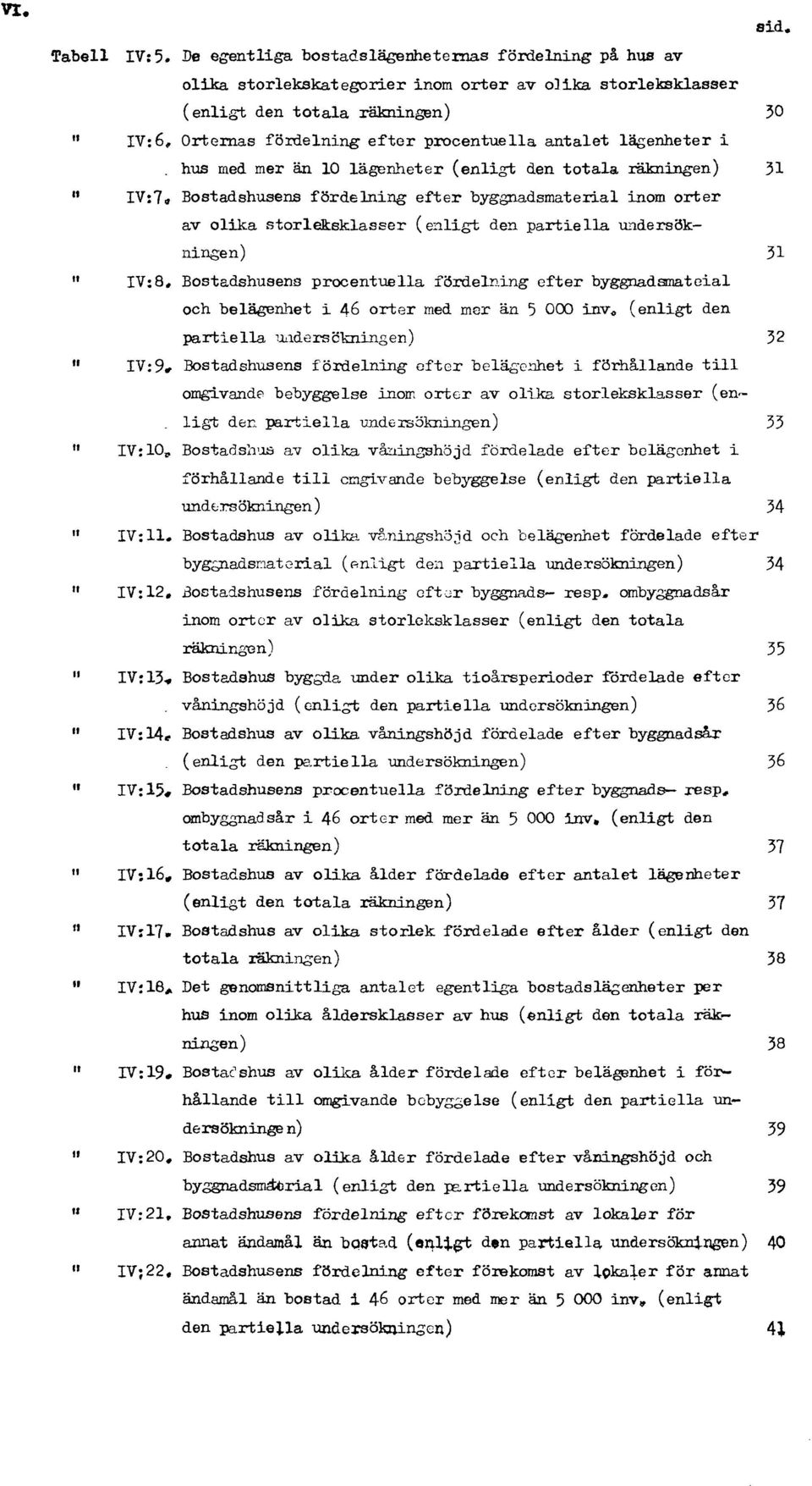 Bostadshusens fördelning efter byggnadsmaterial inom orter av olika storleksklasser (enligt den partiella undersökningen) 31 " IV:8.