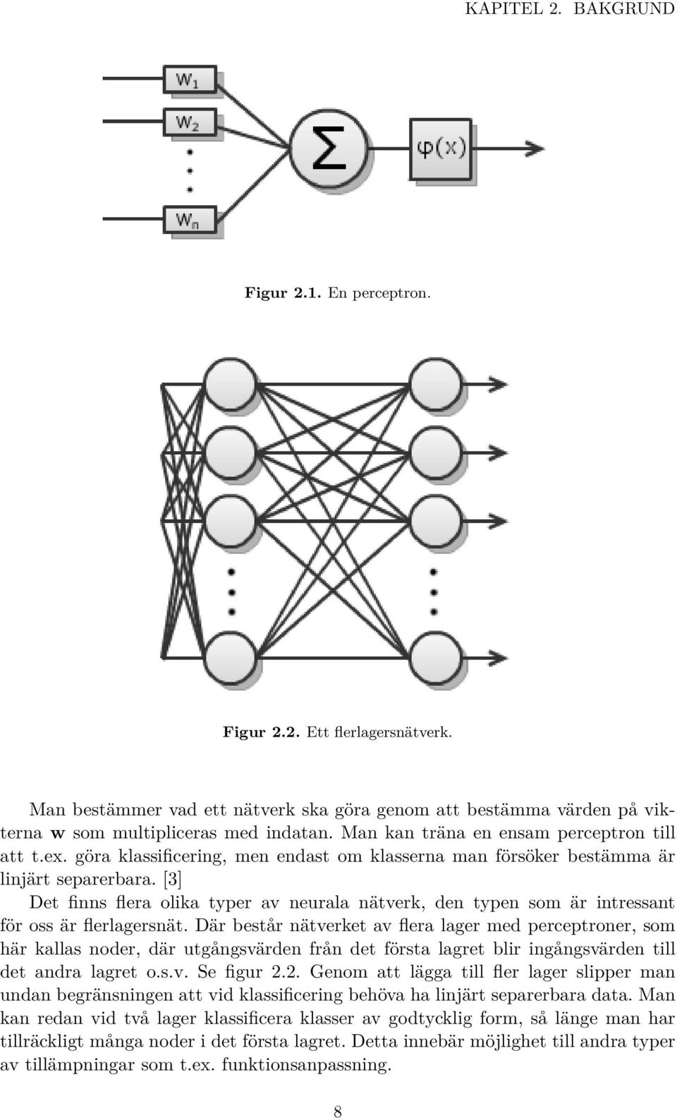 [3] Det finns flera olika typer av neurala nätverk, den typen som är intressant för oss är flerlagersnät.