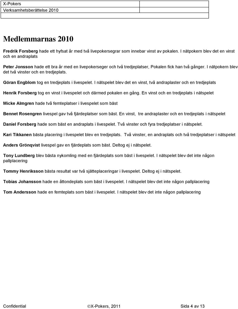 I nätpokern blev det två vinster och en tredjeplats. Göran Engblom tog en tredjeplats i livespelet.