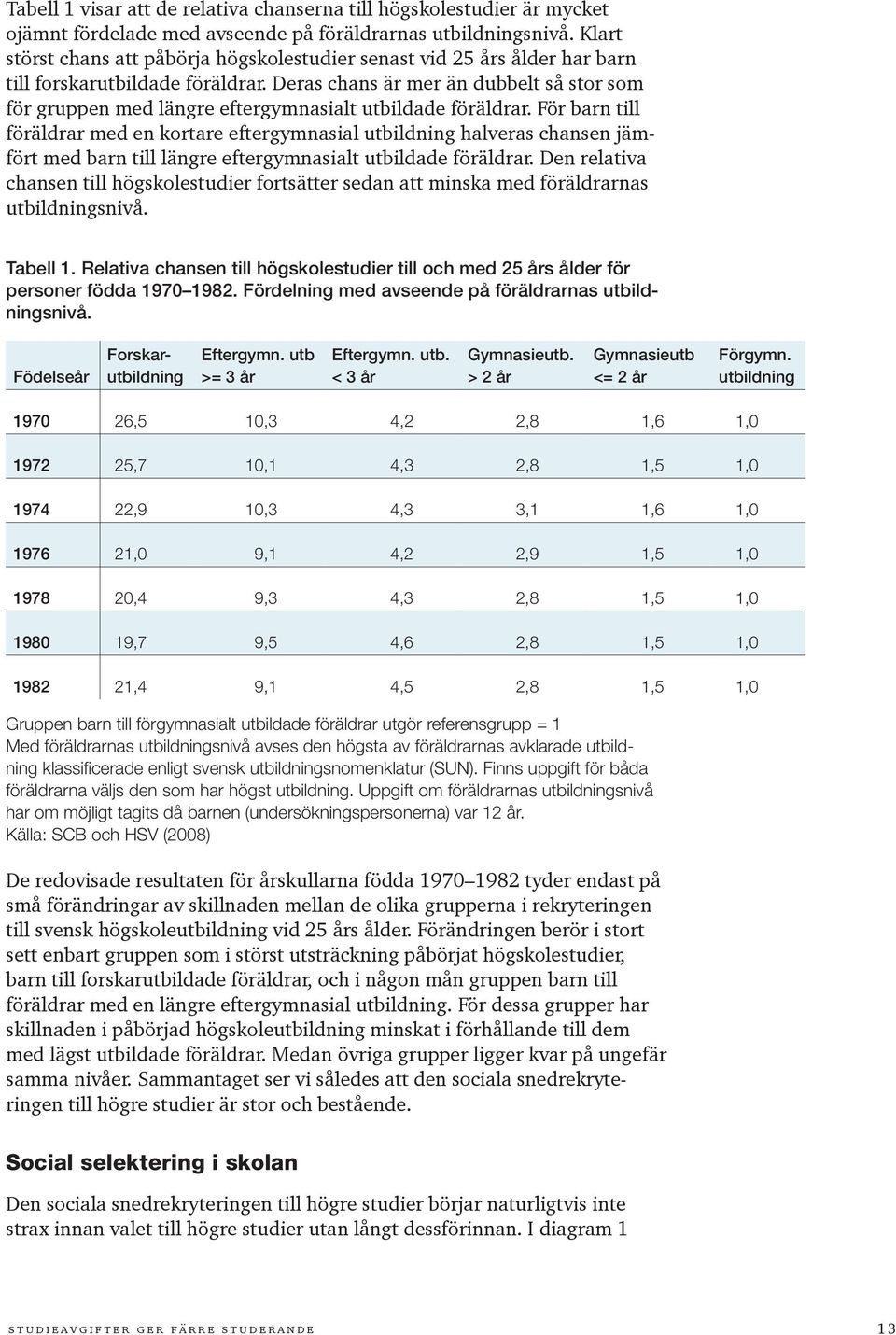 Deras chans är mer än dubbelt så stor som för gruppen med längre eftergymnasialt utbildade föräldrar.