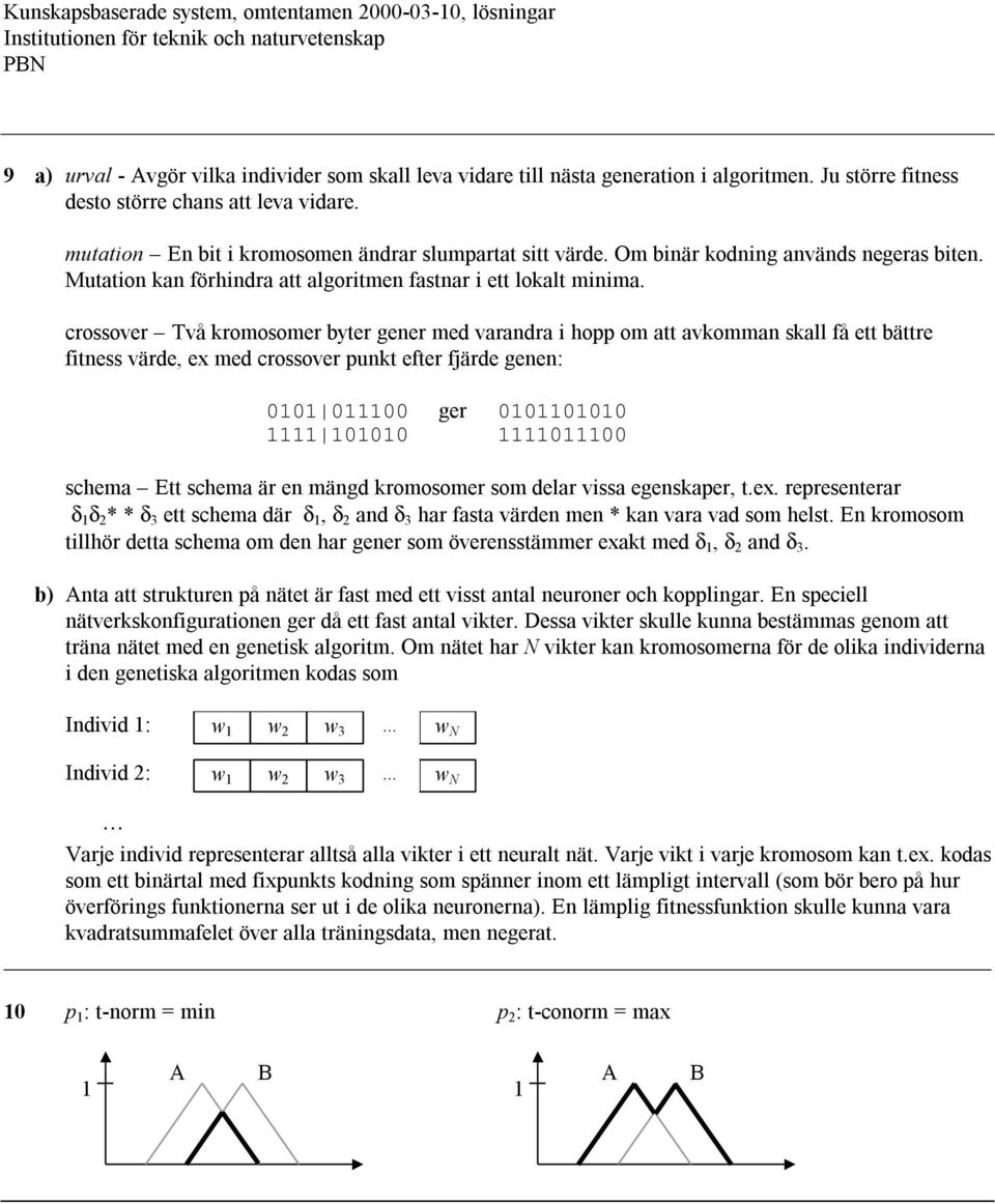 crossover Två kromosomer byter geer med varadra i hopp om att avkomma skall få ett bättre fitess värde, ex med crossover pukt efter fjärde gee: 00 000 ger 00000 000 000 schema Ett schema är e mägd