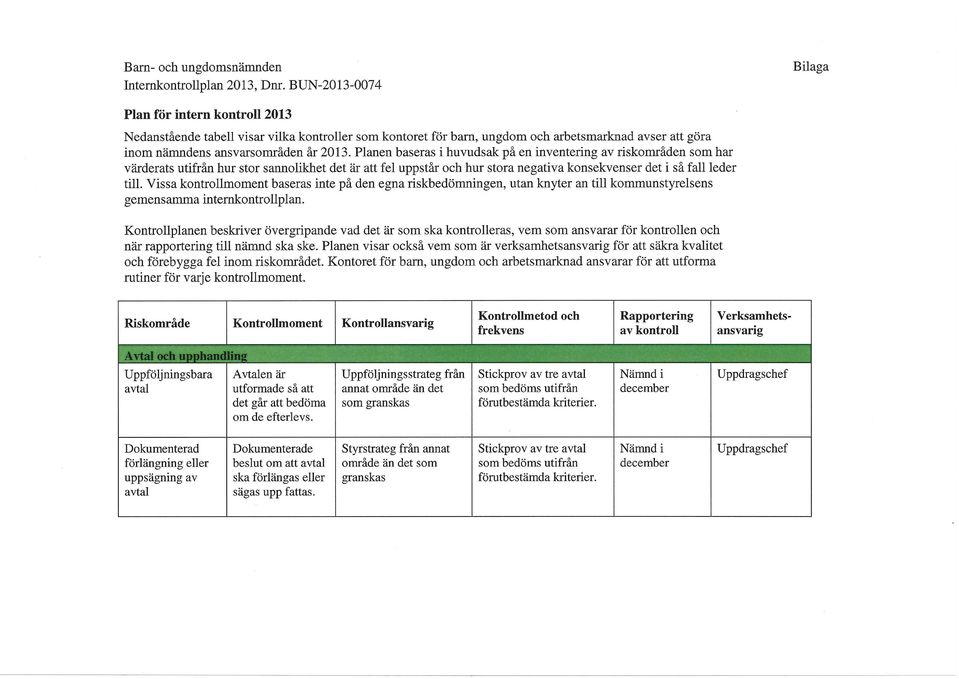 Planen baseras i huvudsak på en inventering av riskområden som har värderats utifrån hur stor sannolikhet det är att fel uppstår och hur stora negativa konsekvenser det i så fall leder till.