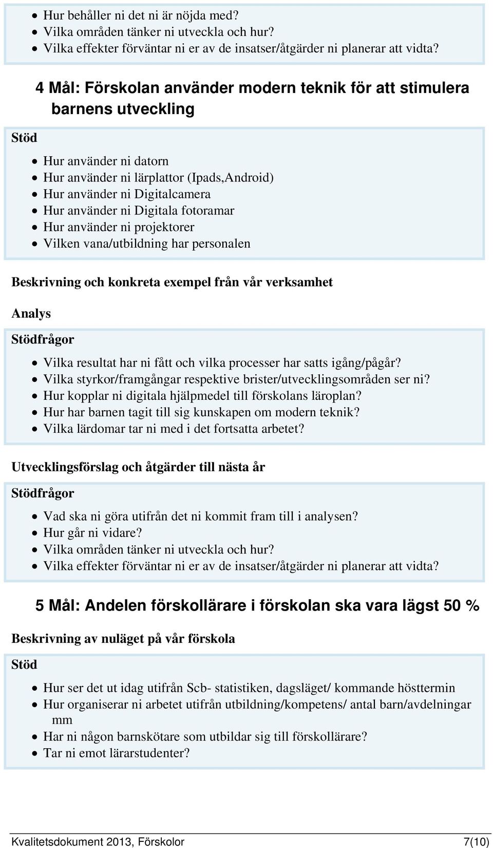 Digitala fotoramar Hur använder ni projektorer Vilken vana/utbildning har personalen Beskrivning och konkreta exempel från vår verksamhet Analys Vilka resultat har ni fått och vilka processer har