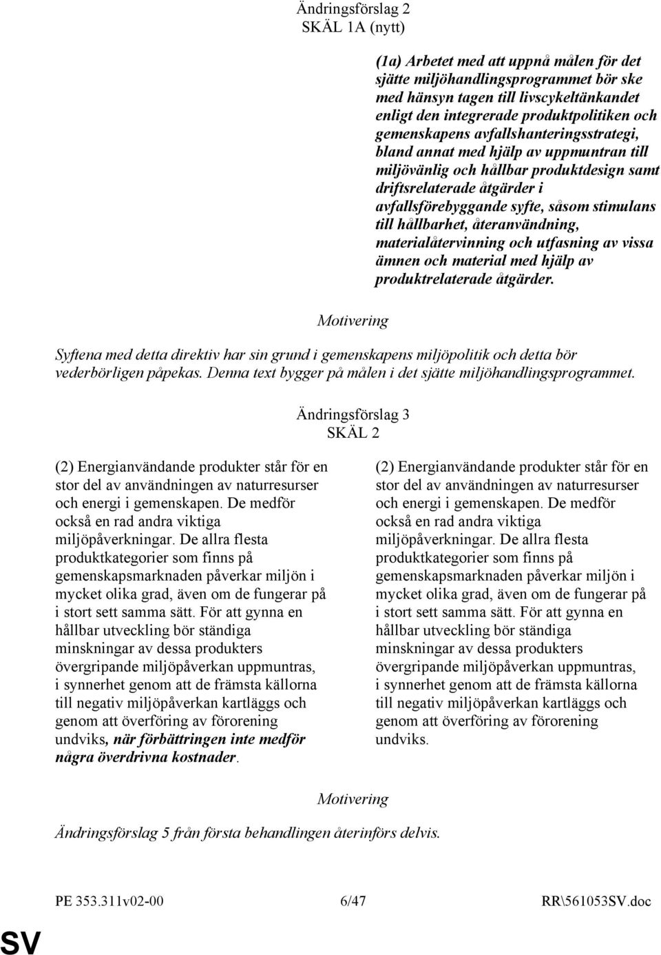 hållbarhet, återanvändning, materialåtervinning och utfasning av vissa ämnen och material med hjälp av produktrelaterade åtgärder.