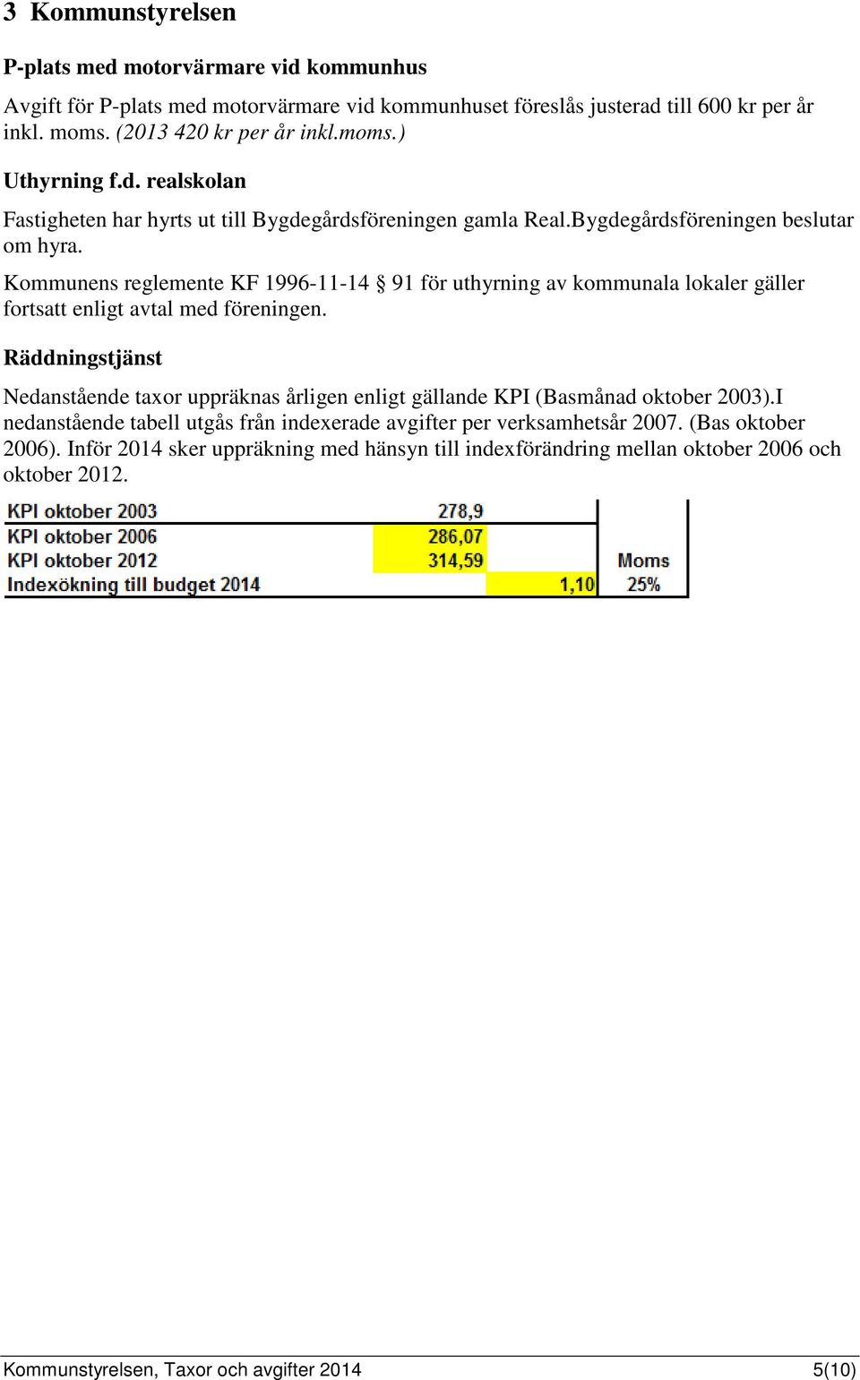 Kommunens reglemente KF 1996-11-14 91 för uthyrning av kommunala lokaler gäller fortsatt enligt avtal med föreningen.