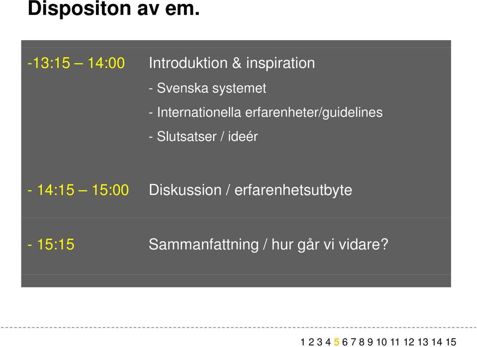 Internationella erfarenheter/guidelines - Slutsatser / ideér -