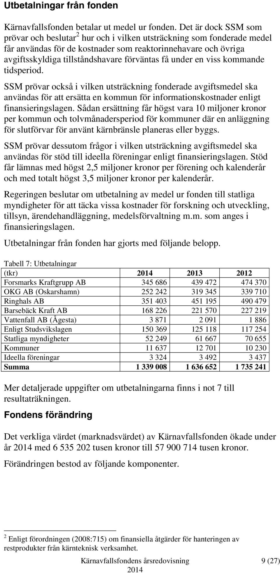 få under en viss kommande tidsperiod. SSM prövar också i vilken utsträckning fonderade avgiftsmedel ska användas för att ersätta en kommun för informationskostnader enligt finansieringslagen.