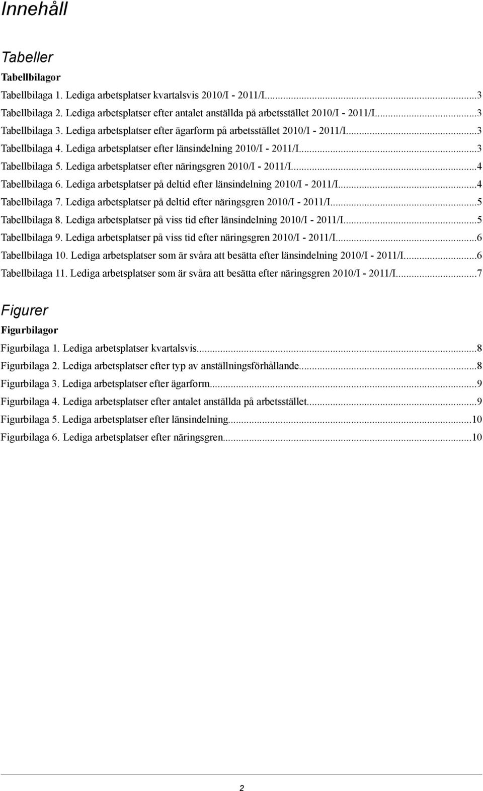 Lediga arbetsplatser på deltid efter länsindelning -...4 Tabellbilaga 7. Lediga arbetsplatser på deltid efter näringsgren -...5 Tabellbilaga 8. Lediga arbetsplatser på viss tid efter länsindelning -.