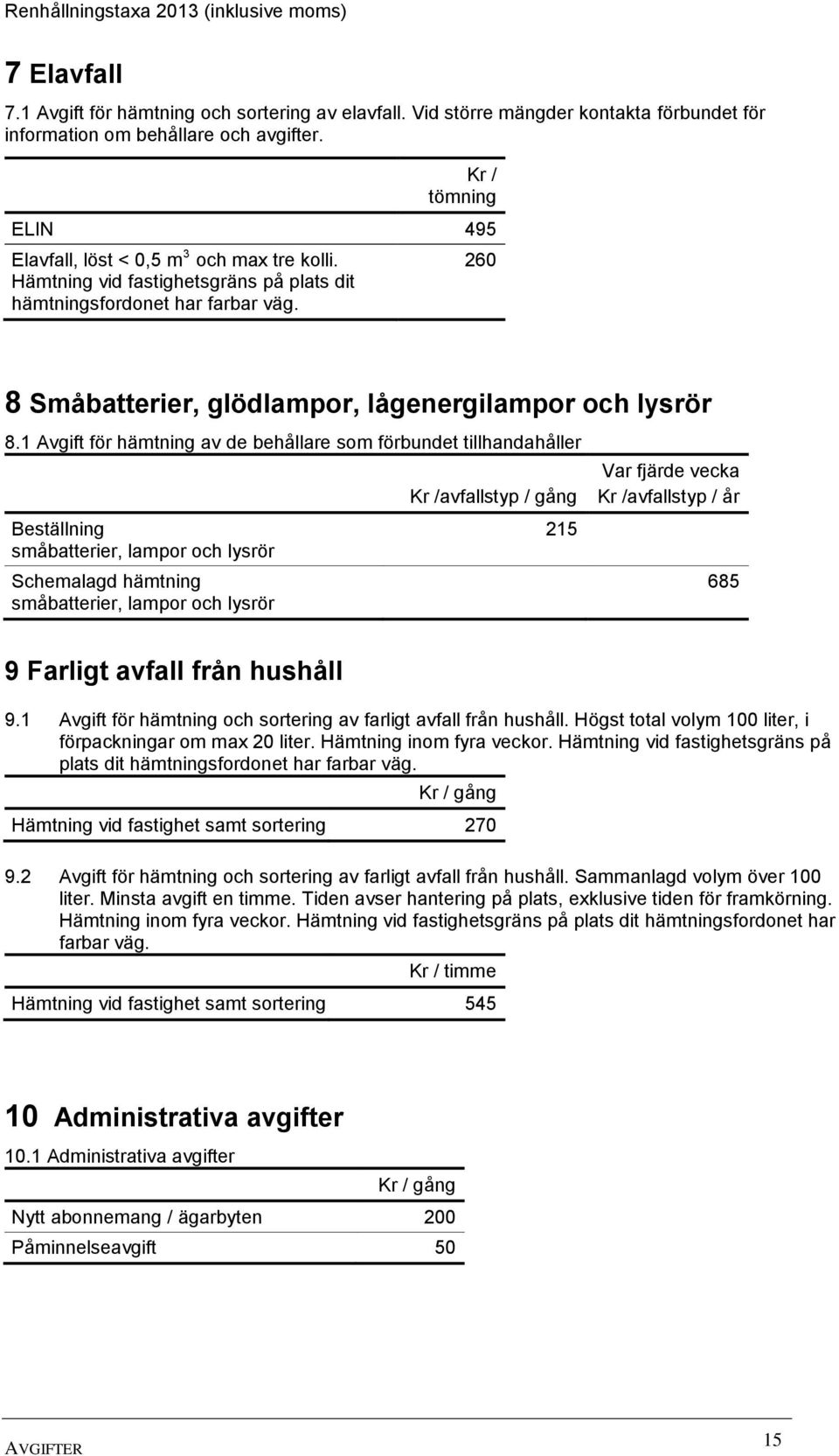 260 8 Småbatterier, glödlampor, lågenergilampor och lysrör 8.