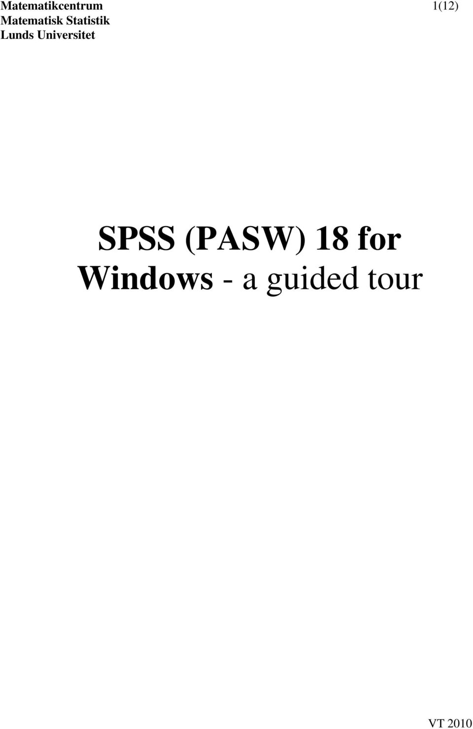 Universitet SPSS (PASW) 18