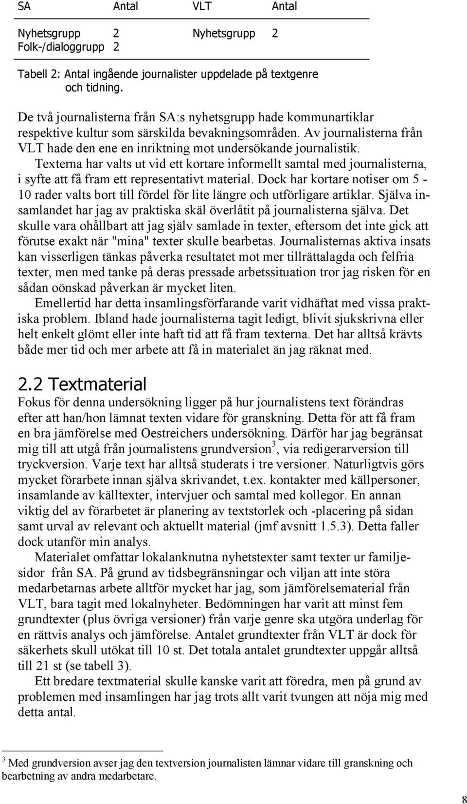 Texterna har valts ut vid ett kortare informellt samtal med journalisterna, i syfte att få fram ett representativt material.