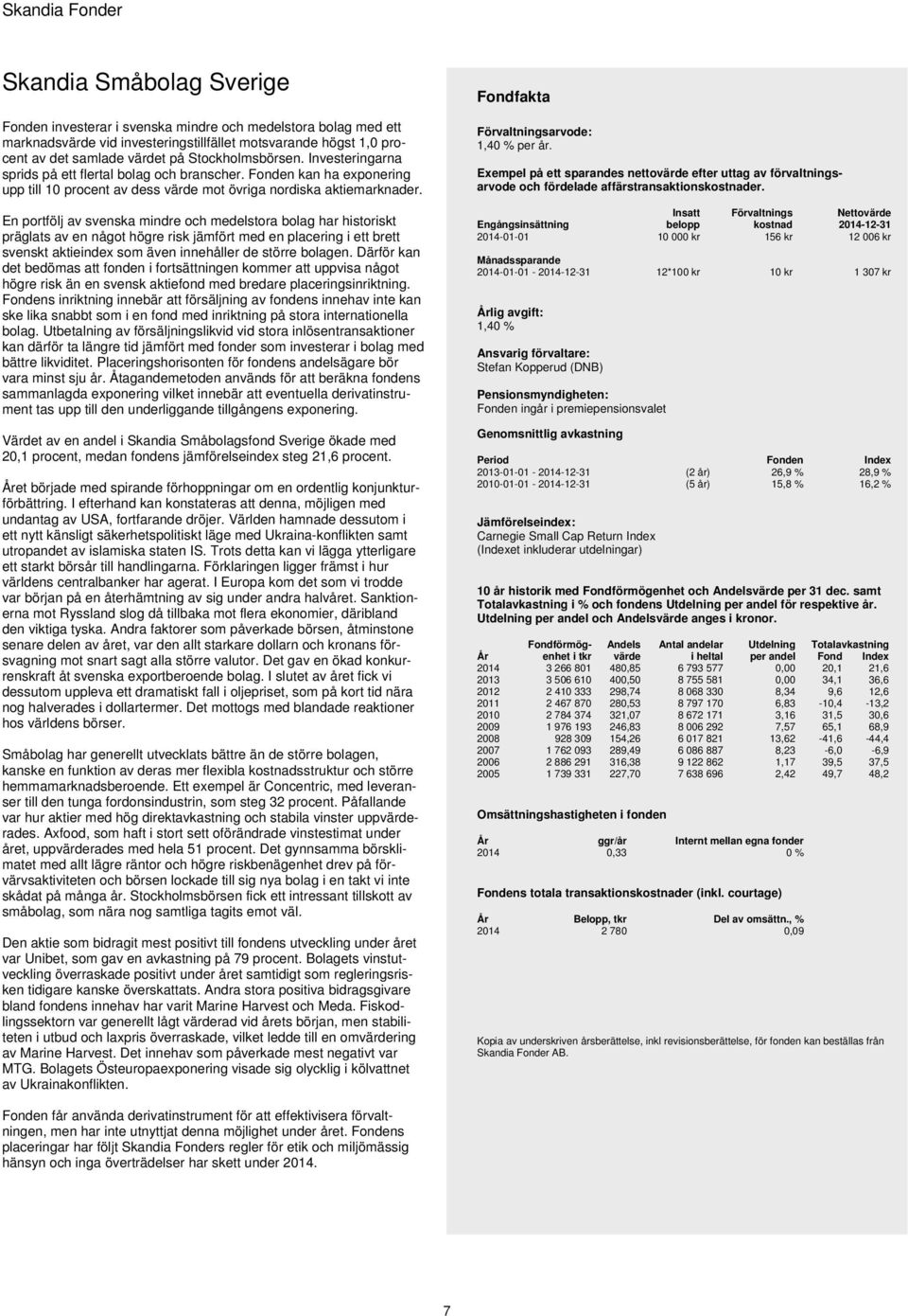 En portfölj av svenska mindre och medelstora bolag har historiskt präglats av en något högre risk jämfört med en placering i ett brett svenskt aktieindex som även innehåller de större bolagen.