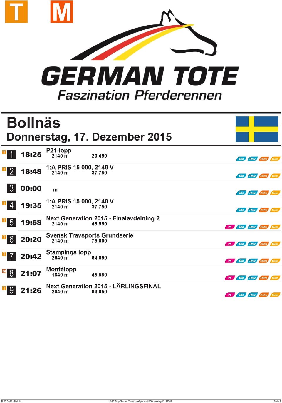 0 Svensk Travsports Grundserie 0 m.000 Stampings lopp 0 m.00 :0 Montélopp 0 m.