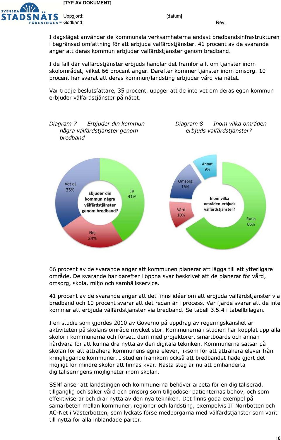 I de fall där välfärdstjänster erbjuds handlar det framför allt om tjänster inom skolområdet, vilket 66 procent anger. Därefter kommer tjänster inom omsorg.