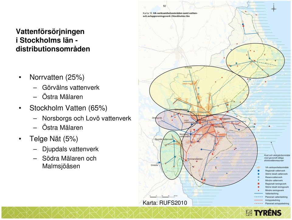 Vatten (65%) Norsborgs och Lovö vattenverk Östra Mälaren Telge