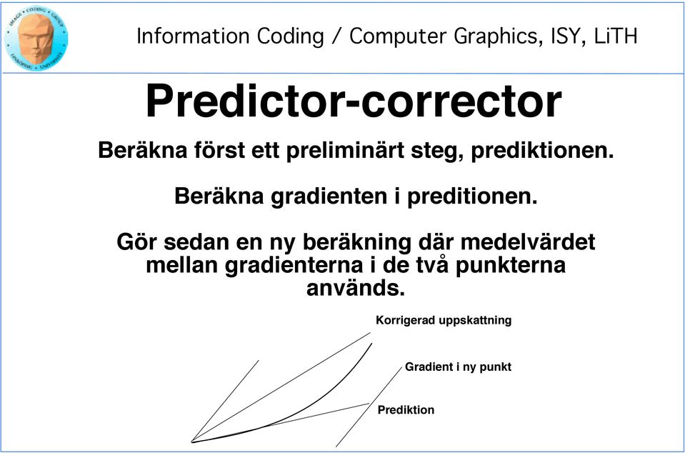 Gör sedan en ny beräkning där medelvärdet mellan gradienterna