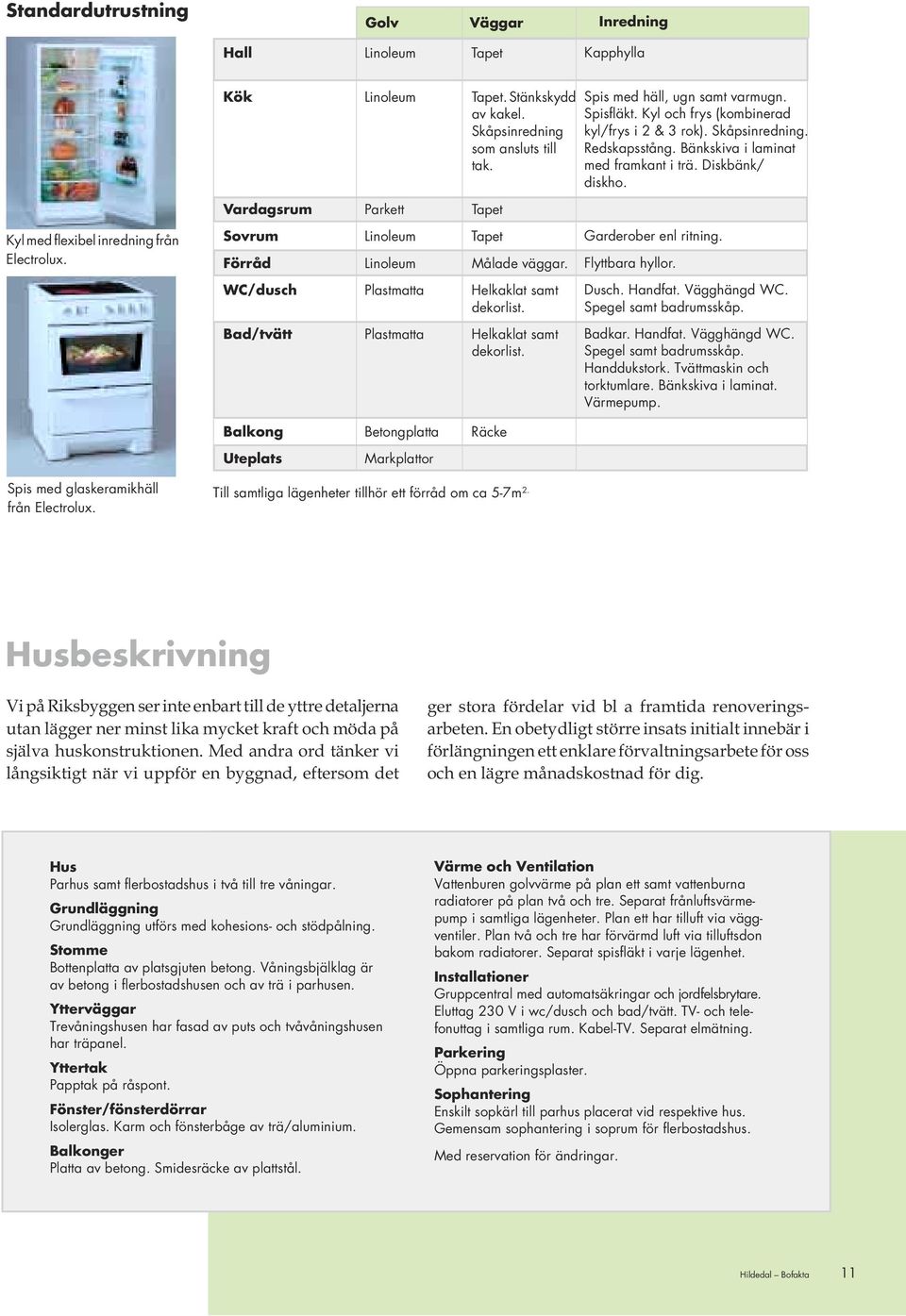 Diskbänk/ diskho. Kyl med flexibel inredning från Electrolux. Sovrum Linoleum Tapet örråd Linoleum Målade väggar. WC/dusch Plastmatta Helkaklat samt dekorlist.