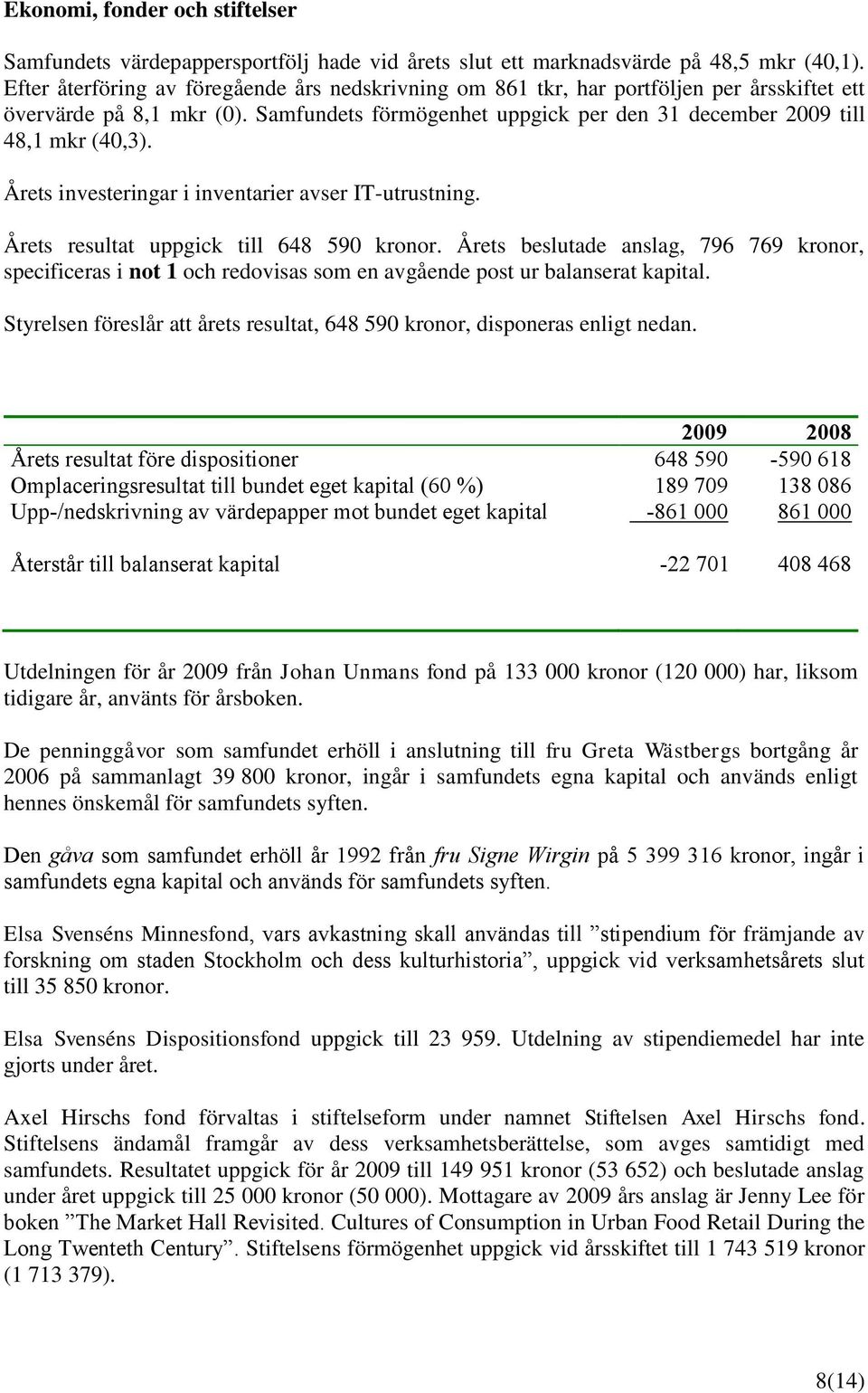 Årets investeringar i inventarier avser IT-utrustning. Årets resultat uppgick till 648 590 kronor.