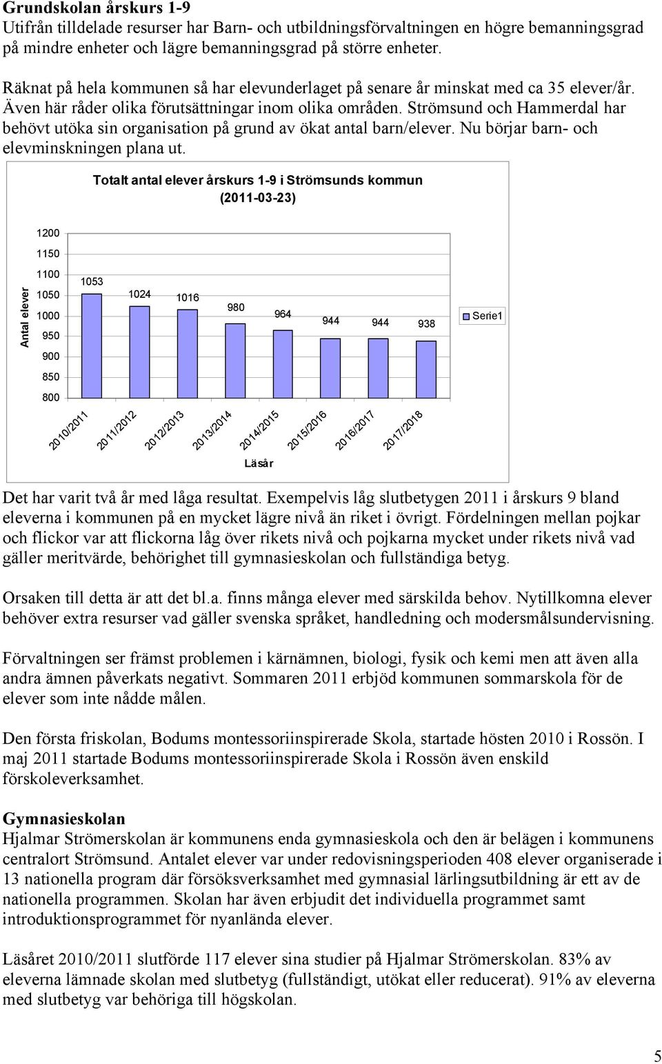 Strömsund och Hammerdal har behövt utöka sin organisation på grund av ökat antal barn/elever. Nu börjar barn- och elevminskningen plana ut.