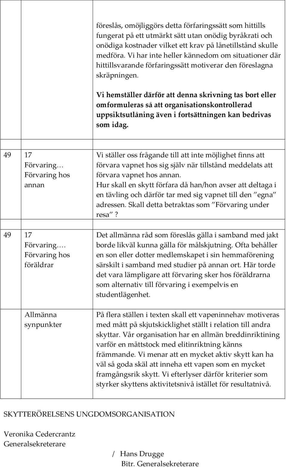 Vi hemställer därför att denna skrivning tas bort eller omformuleras så att organisationskontrollerad uppsiktsutlåning även i fortsättningen kan bedrivas som idag.