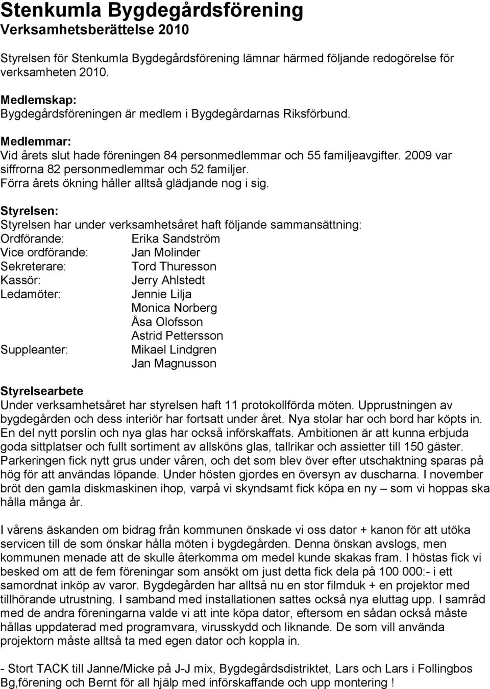 2009 var siffrorna 82 personmedlemmar och 52 familjer. Förra årets ökning håller alltså glädjande nog i sig.