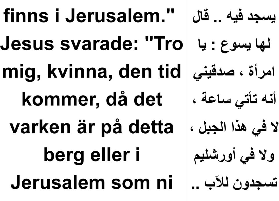 det varken är på detta berg eller i Jerusalem som ni