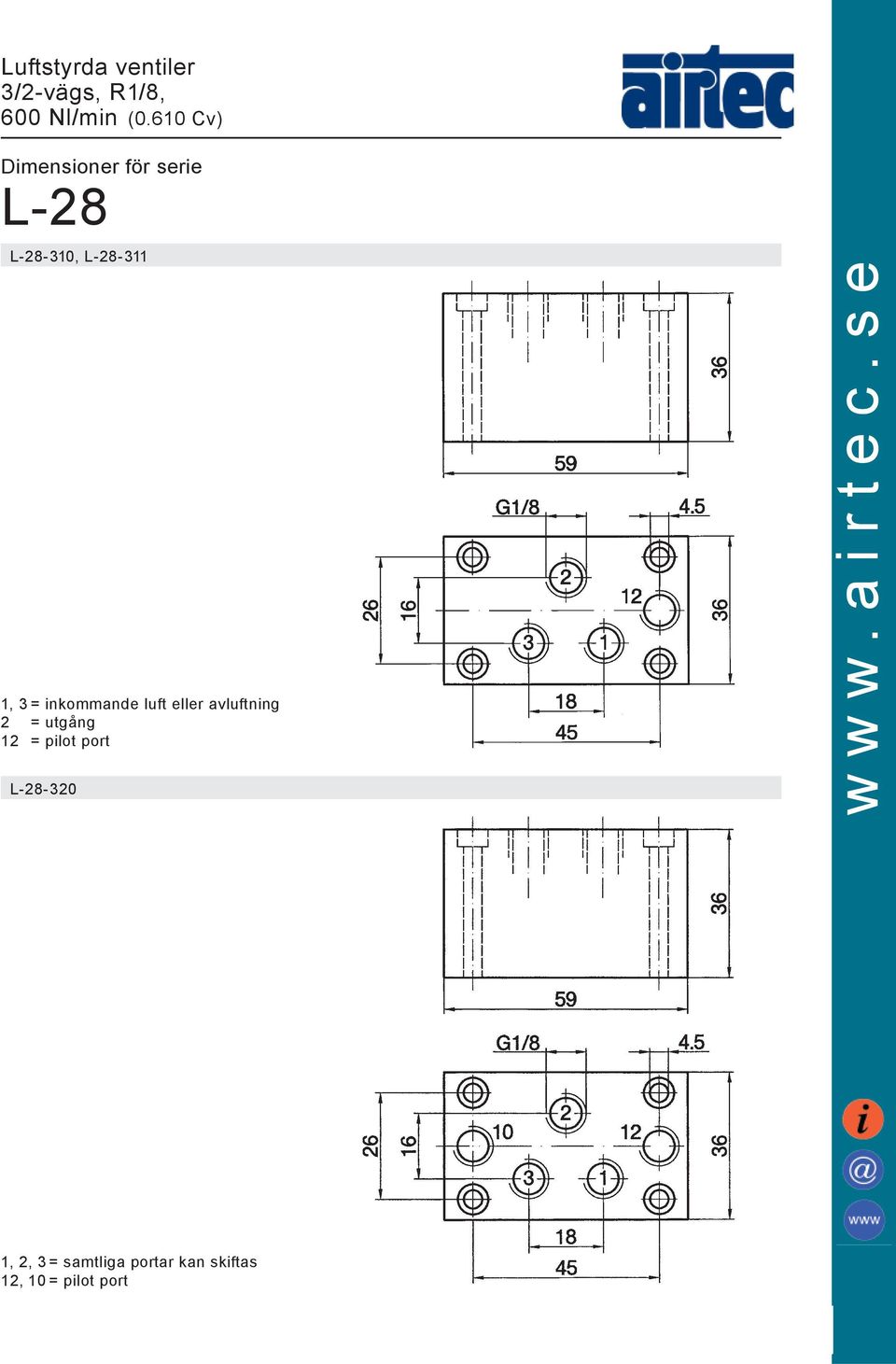 1, 3 = inkommande luft eller avluftning 2 = utgång 12